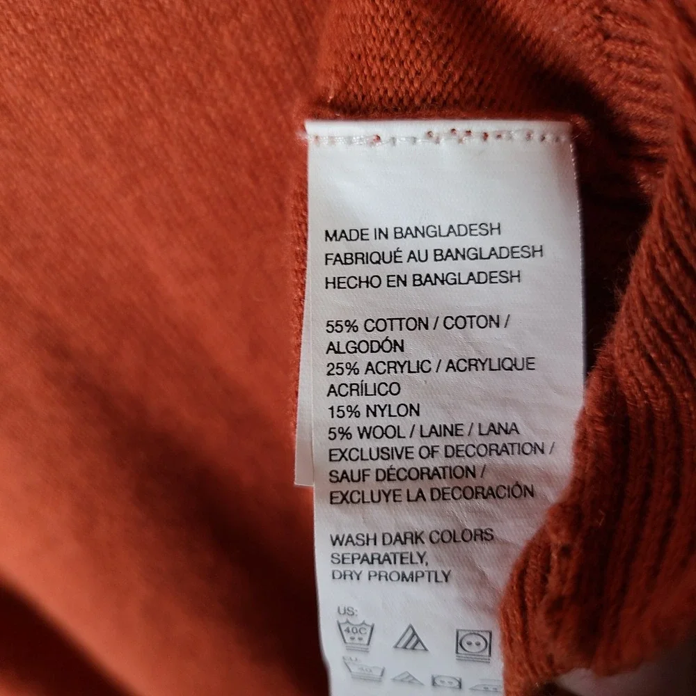 Izod Sweater Mens Large Orange V Neck Cotton Blend‎ Long Sleeve Casual Pullover